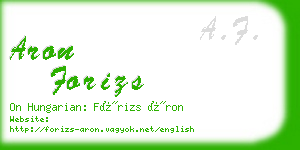 aron forizs business card